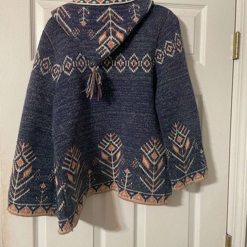 Blue and Cream Cardigan with Nordic Pattern